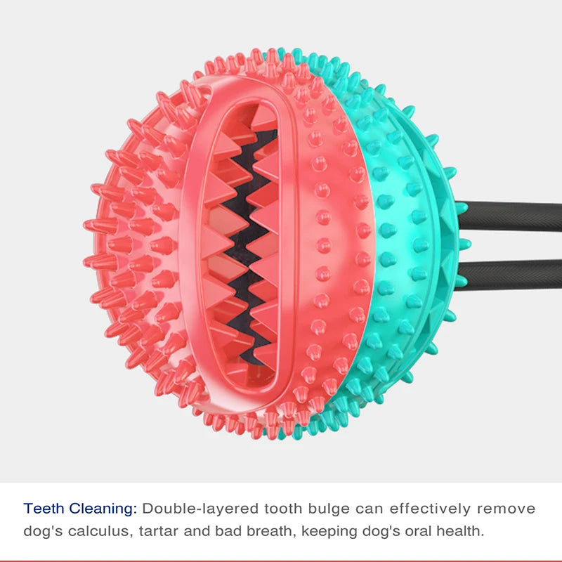 Grande bola de cachorro brinquedos ventosa cordas interativo vazamento alimentador lento mastigar brinquedo dente limpo golden retriever grandes suprimentos para animais de estimação