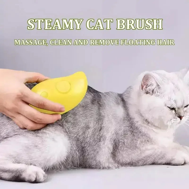 Escova de vapor para gatos, spray elétrico, spray de água, pente para animais de estimação, silicone macio, depilação, banho, escova de cabelo, suprimentos de aliciamento