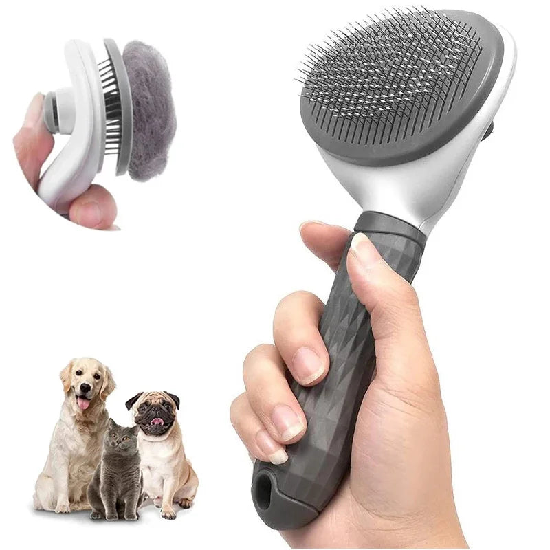 Pente de aço inoxidável para animais de estimação, pente de agulha para remoção de pelos de cães e gatos, limpeza flutuante, cuidados com a pele, escova de limpeza para cães de estimação