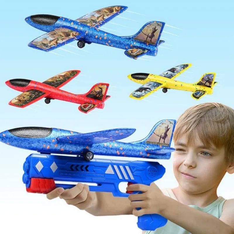 Crianças brinquedos catapulta avião arma-estilo lançamento aeronaves artilheiro jogando aeronaves brinquedos para meninos aniversário presentes de natal