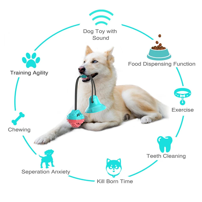 Grande bola de cachorro brinquedos ventosa cordas interativo vazamento alimentador lento mastigar brinquedo dente limpo golden retriever grandes suprimentos para animais de estimação