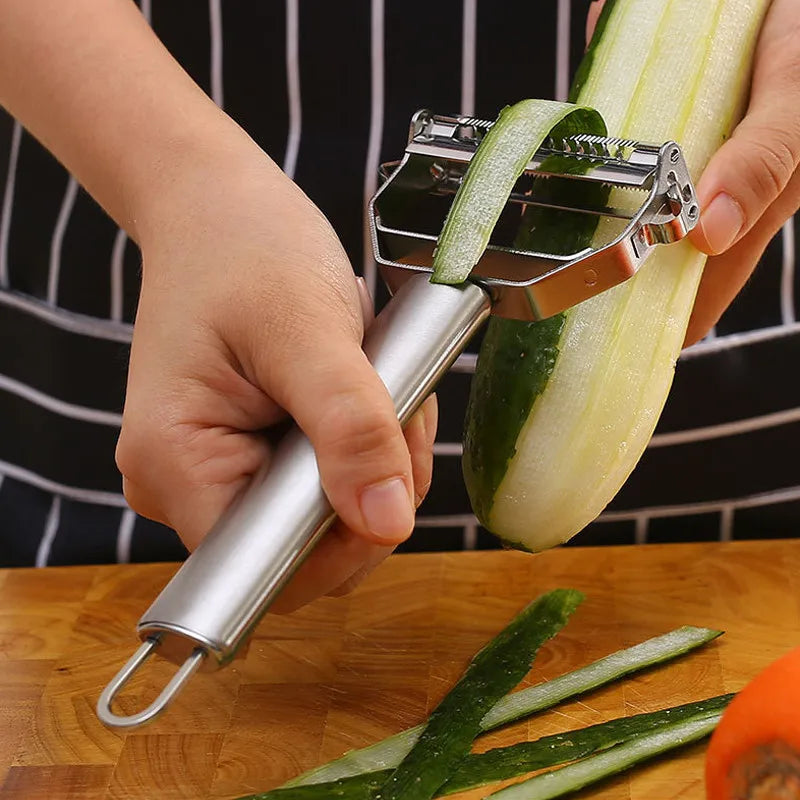 Descascador multifuncional de cozinha, descascador de frutas e vegetais, aço inoxidável, durável, fatiador de batata, triturador doméstico, descascador de cenoura