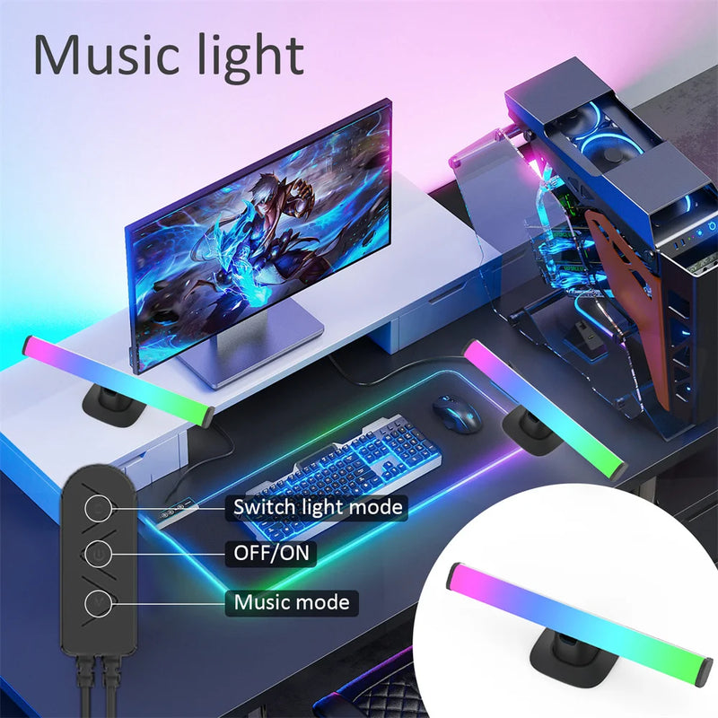 Luminária de mesa led rgb, bar, ritmo musical, aplicativo inteligente, iluminação de mesa para retroiluminação de tv, lâmpada de mesa para jogos, luz ambiente