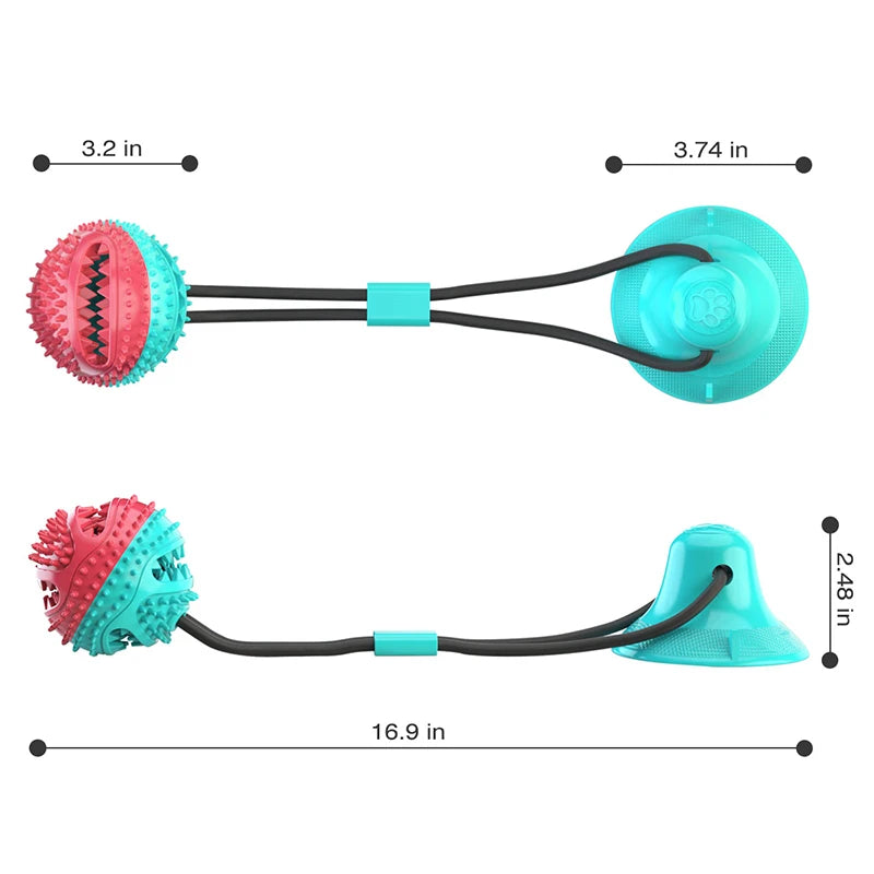 Grande bola de cachorro brinquedos ventosa cordas interativo vazamento alimentador lento mastigar brinquedo dente limpo golden retriever grandes suprimentos para animais de estimação